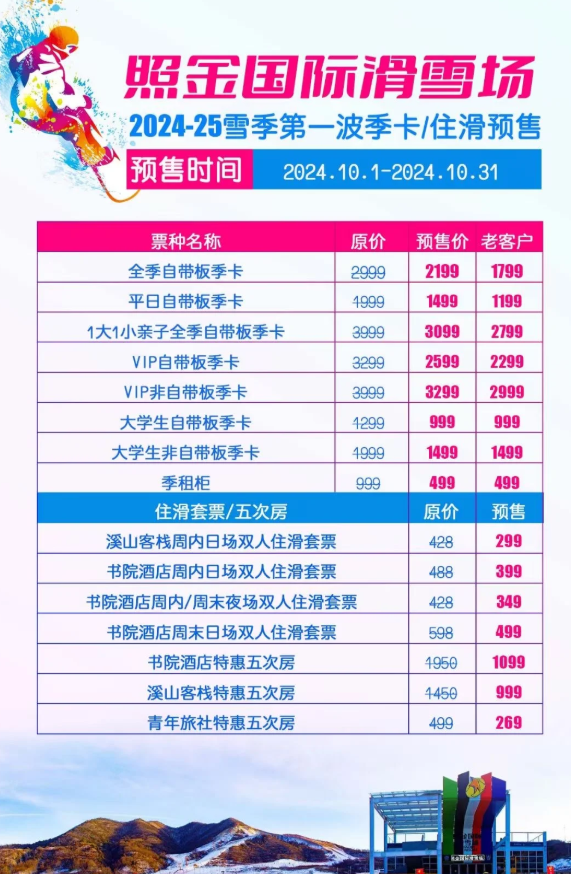 照金滑雪场季卡原价可以享受这么多福利？